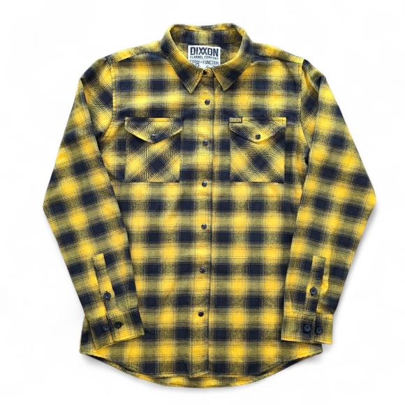DIXXON Tops - Dixxon Flannel Co Form & Function Black/Yellow Plaid Flannel Pearl Snap Women L